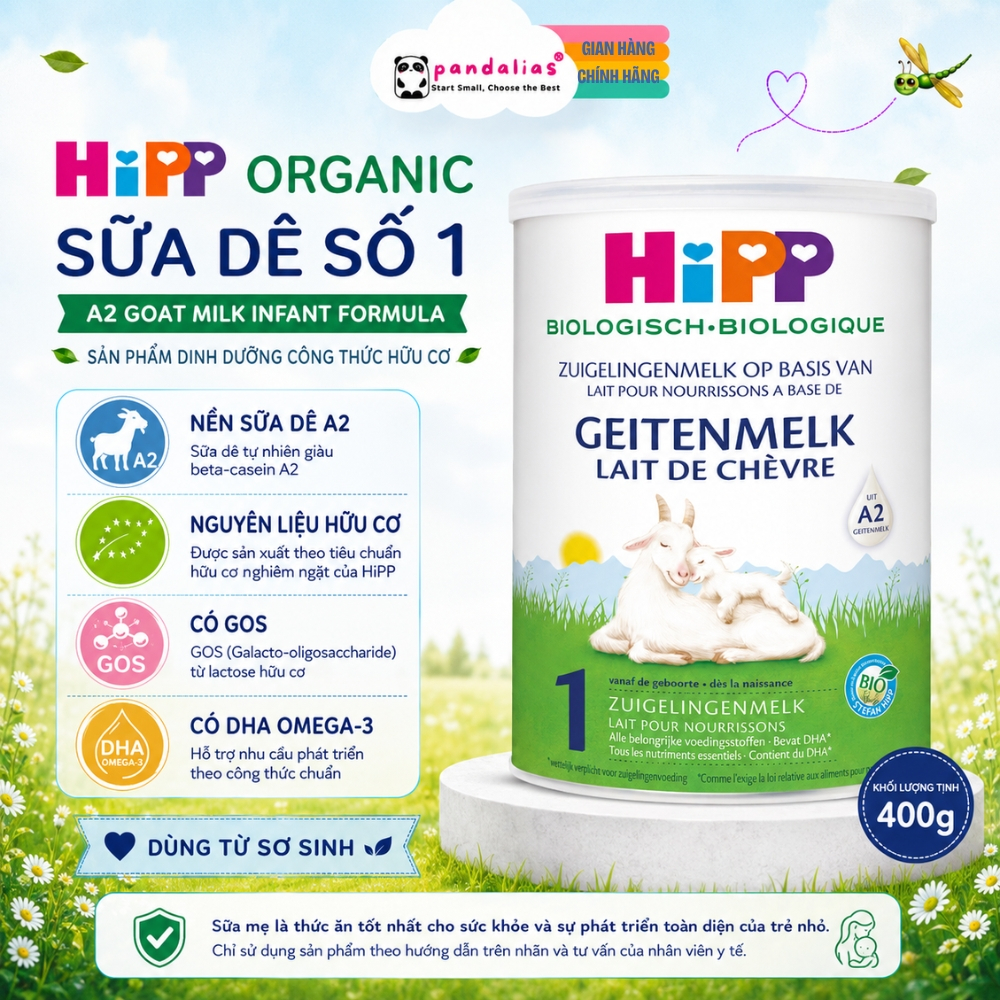 Sữa Dê HiPP Organic Combiotic 1 400g Cho Bé, Hỗ Trợ Tiêu Hóa, Tăng Đề Kháng