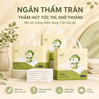 Tấm lót chống thấm cho bé thay tã bỉm miếng lót chống thấm dùng một lần Wai Molli dùng cho người lớn