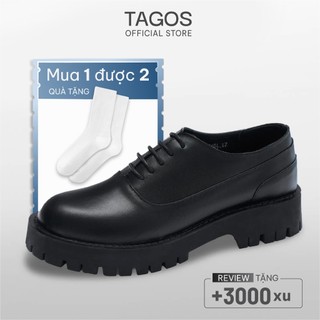 Giày da nam Oxford Chunky da bò Tagos, Giày Tây đế dày cá tính màu đen hiện đại dễ phối đồ Streetwear
