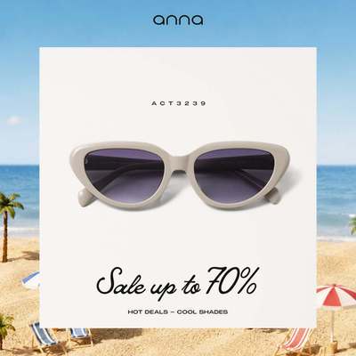 Kính râm cao cấp ANNA chất liệu nhựa acetate siêu nhẹ dáng mắt mèo tròng chống tia UV 3239