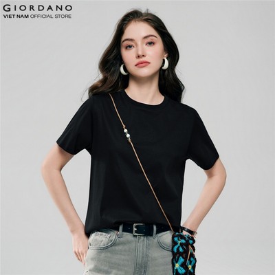 GIORDANO Áo Thun Nữ Cổ Tròn Ngắn Tay Trơn Silk Tee 5326224