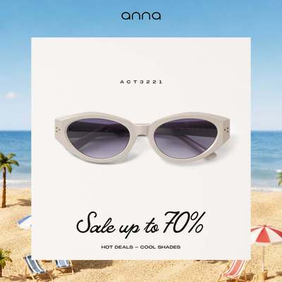 Kính râm cao cấp ANNA chất liệu nhựa acetate siêu nhẹ dáng chữ nhật tròng chống tia UV 3221