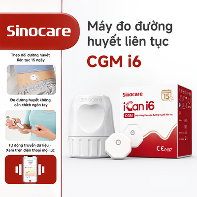 Máy Đo Đường Huyết Liên Tục Sinocare iCan i6 CGM - Theo Dõi 24/7 Không Cần Chích Ngón Tay(15 Ngày)