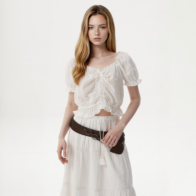 Áo Kiểu Nữ WHO.A.U Dobby Shiring Blouse_WHBLG2521F