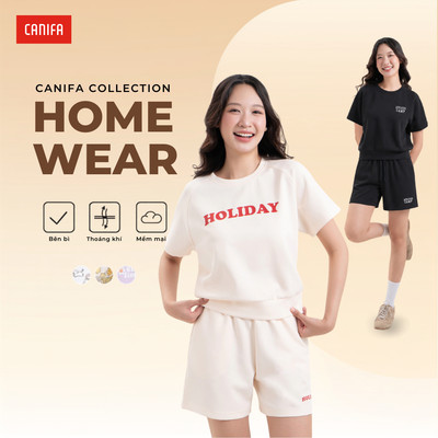 Bộ quần áo nữ cộc tay quần đùi dáng boxy trẻ trung phù hợp mặc hàng ngày CANIFA 6ST26S004