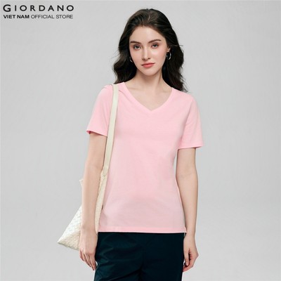 GIORDANO Áo Thun Nữ Cổ Tim V-neck Tee 5326248