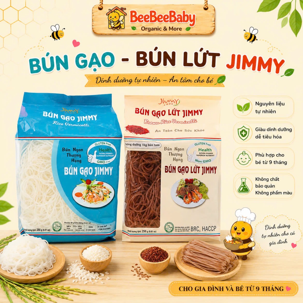 Bún khô Jimmy bún trắng bún lứt cho gia đình & bé
