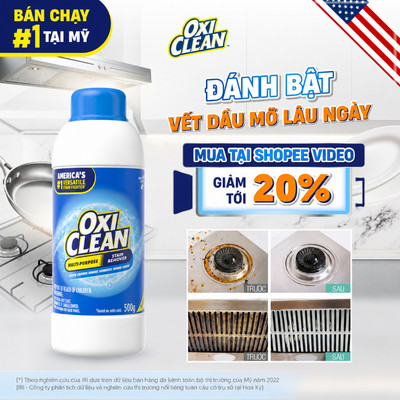 Bột tẩy Dầu Mỡ Oxiclean -  Giúp tẩy sạch vết bẩn dầu mỡ lâu ngày, tiết kiệm thời gian công sức 30g