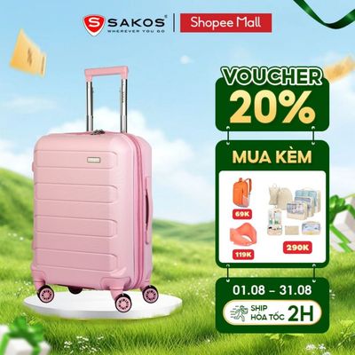 Vali Kéo Nhựa Du Lịch SAKOS PIONERO - Size S (20inch) - Xách tay - Khóa TSA - Nhựa PC