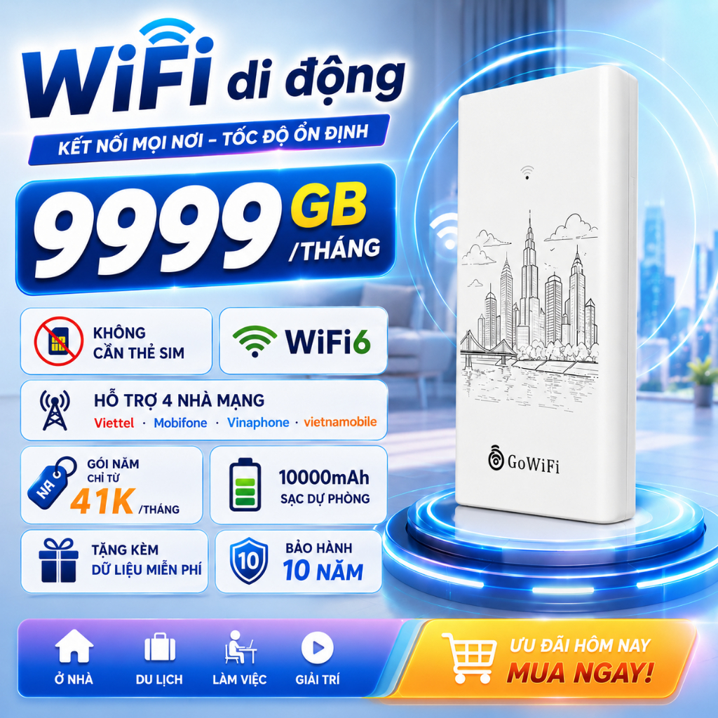 Máy phát WiFi 4G di động, không cần thẻ SIM, 3 mạng để chuyển đổi tự do, 10000mAh 4G WiFi 6