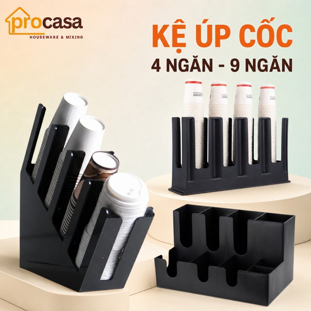Kệ đựng ly - khay xếp ly cà phê take away trà sữa - 2 ngăn - 4 ngăn - 9 ngăn