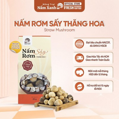 Nấm Rơm Sấy Thăng Hoa (Rơm Khô Búp) 25gr 50gr 100gr Bảo Toàn 99% Chất Lượng - Nông Trại Nấm Xanh