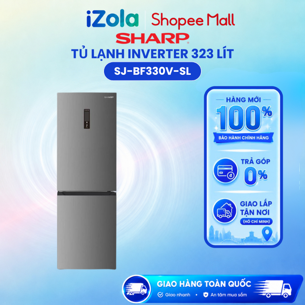 SJ-BF330V-SL - Tủ lạnh Sharp Inverter 323 lít SJ-BF330V-SL - Hàng chính hãng