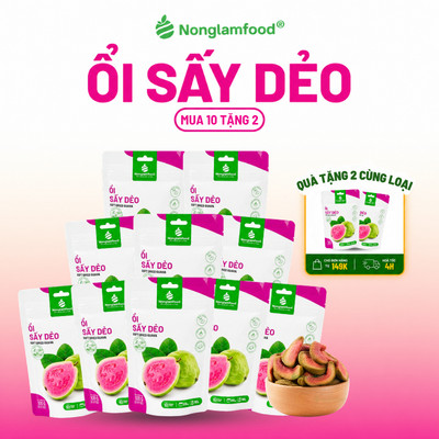 [10 Túi Tặng 2] Combo 10 túi Ổi Sấy Dẻo Nonglamfood túi 100g, Ăn vặt tốt cho sức khỏe, Healthy Snack
