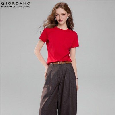 GIORDANO Áo Thun Nữ Cổ Tròn Ngắn Tay Có Túi Liquid Touch Tee 5326270-39