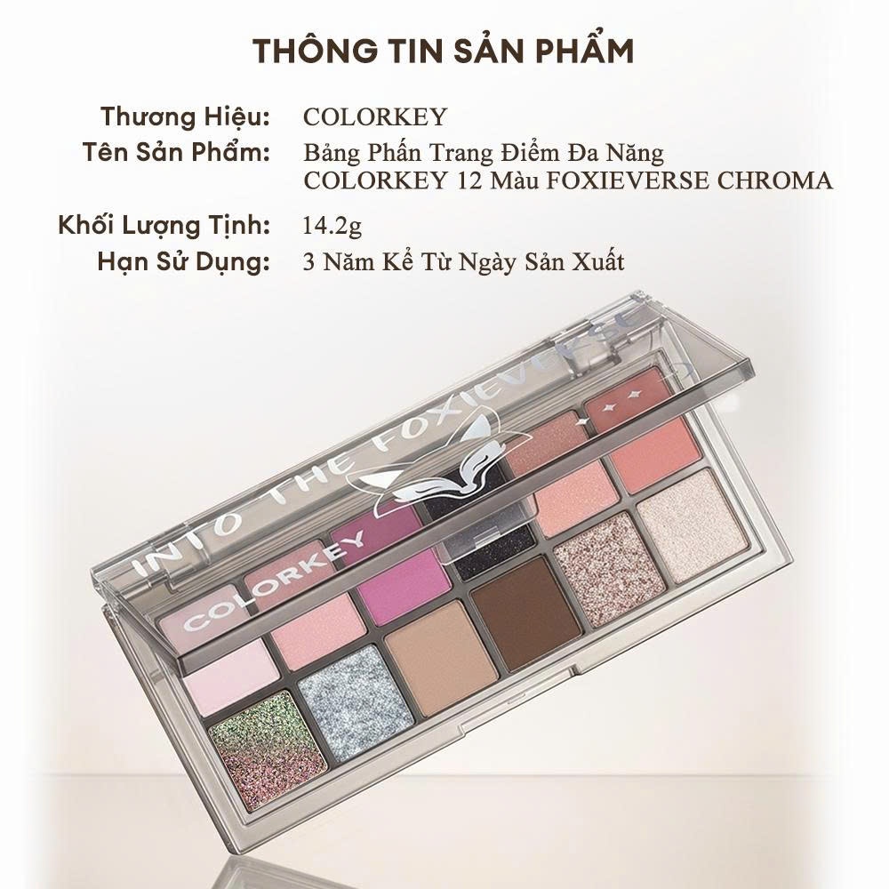 COLORKEY Foxie Special Edition Bảng Phấn Mắt 12 Ô 14.2g – Nhũ Lì Kết Hợp Dễ Tán | Minihouse