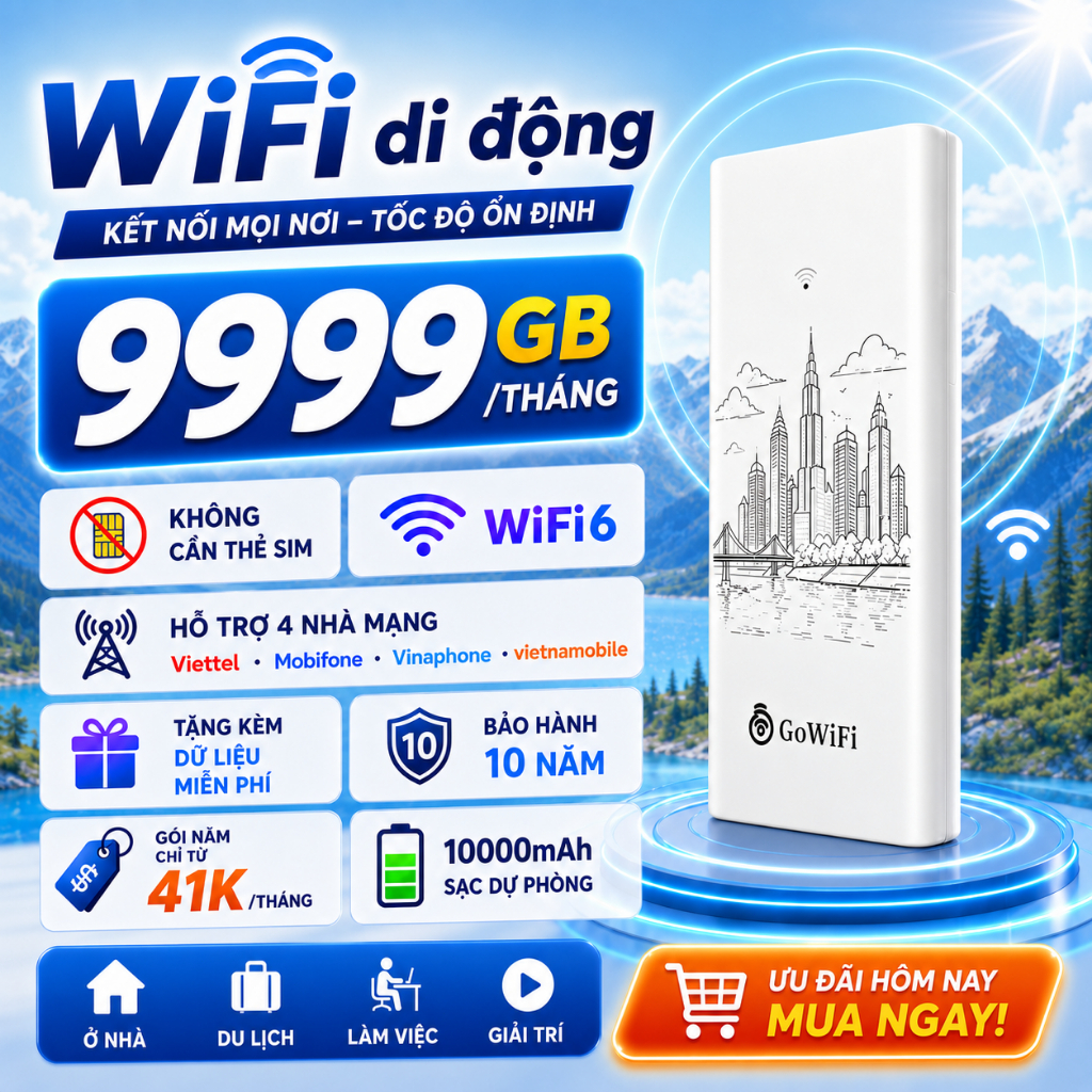 Máy phát WiFi 4G di động, không cần thẻ SIM, 3 mạng để chuyển đổi tự do, 10000mAh 4G WiFi 6
