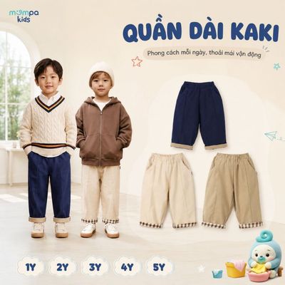 Quần dài cho bé Mompa 1-5 tuổi vải Kaki mềm mại cạp chun co giãn thoáng khí MP 0555