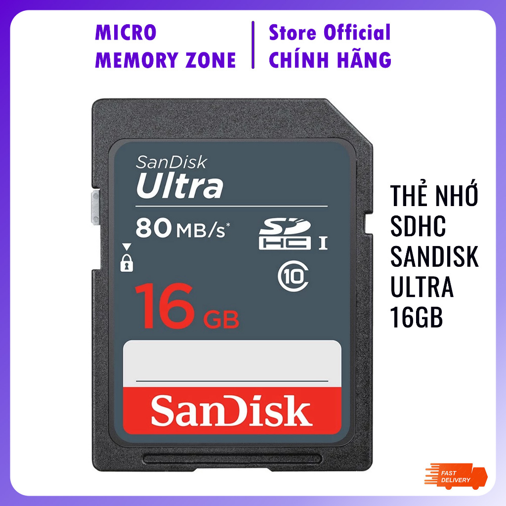 [Used còn mới]Thẻ nhớ SD SDHC card 16GB Sandisk Ultra dung lượng 16GB tốc độ cao thẻ nhớ giá rẻ 16gb