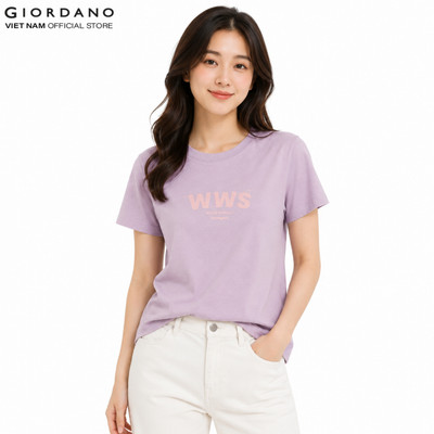 GIORDANO Áo Thun Nữ Ngắn Tay In Hình 5396211-34