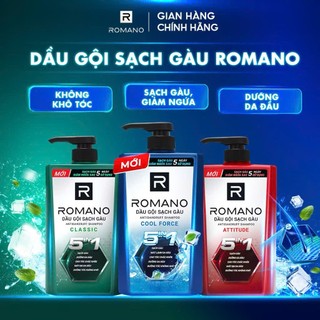 Dầu gội 5 trong 1 - Romano hương nước hoa nam tính sạch sảng khoái chai 650g