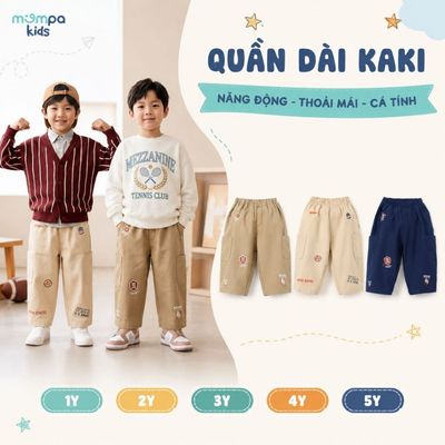 Quần dài cho bé Mompa 1-5 tuổi vải Kaki mềm mại cạp chun co giãn thoáng khí MP 0556