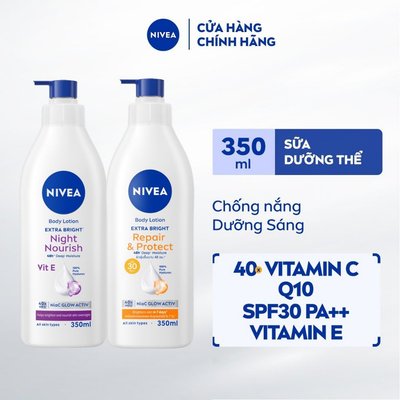 Bộ 2 Sữa Dưỡng Thể NIVEA Ngày Và Đêm Dưỡng Sáng Da | Phục Hồi | Bảo Vệ Da (350 ml) - 98412+88311