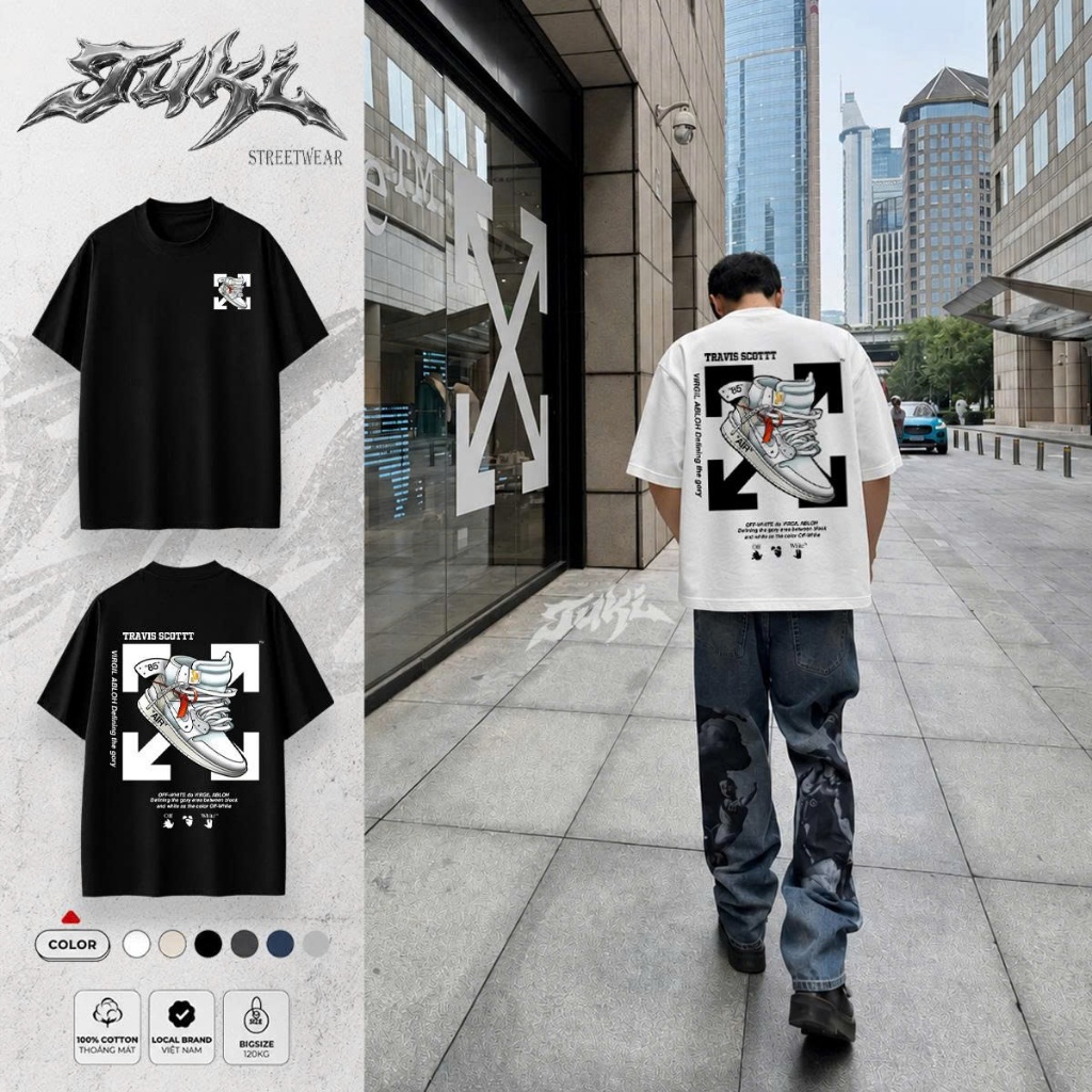 Áo Thun Oversize Off-White Sneaker Air Graphic Unisex TUKI Streetwear