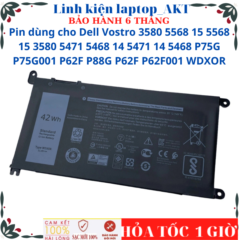 Pin dùng cho Dell Vostro 3580 5568 15 5568 15 3580 5471 5468 14 5471 14 5468 P75G P75G001 P62F P88G 