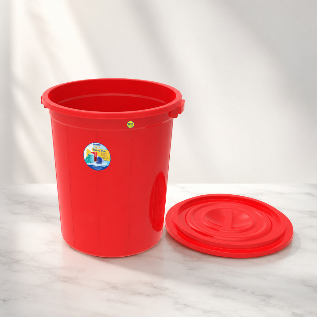 Thùng Tròn Nhựa Có Nắp Duy Tân 120L – 220L