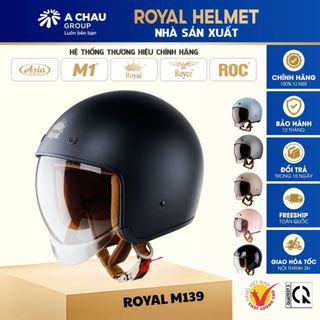 Mũ bảo hiểm 3/4 royal m139 kính âm chính hãng - size m l xl - đi xe máy - phù hợp nam nữ - bh 12t