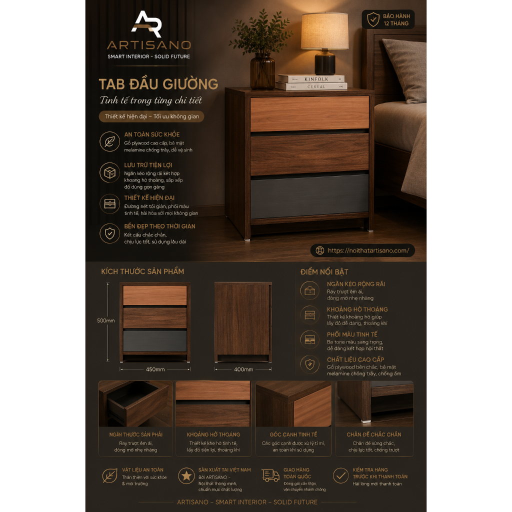 TAB ĐẦU GIƯỜNG 6 ART016 GỖ PLYWOOD CAO CẤP