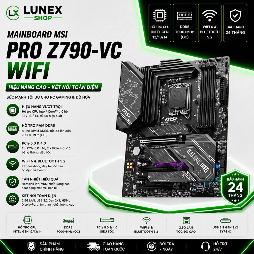 Main MSI PRO Z790-VC WIFI- hiệu năng cao - Bảo hành 24 tháng
