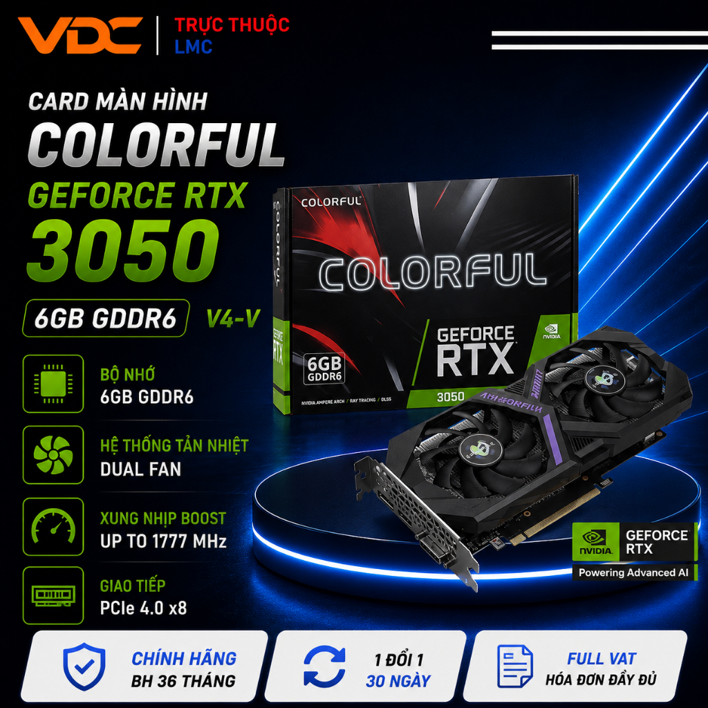 [Full VAT] Card màn hình Colorful GeForce RTX 3050 6GB V4- V New