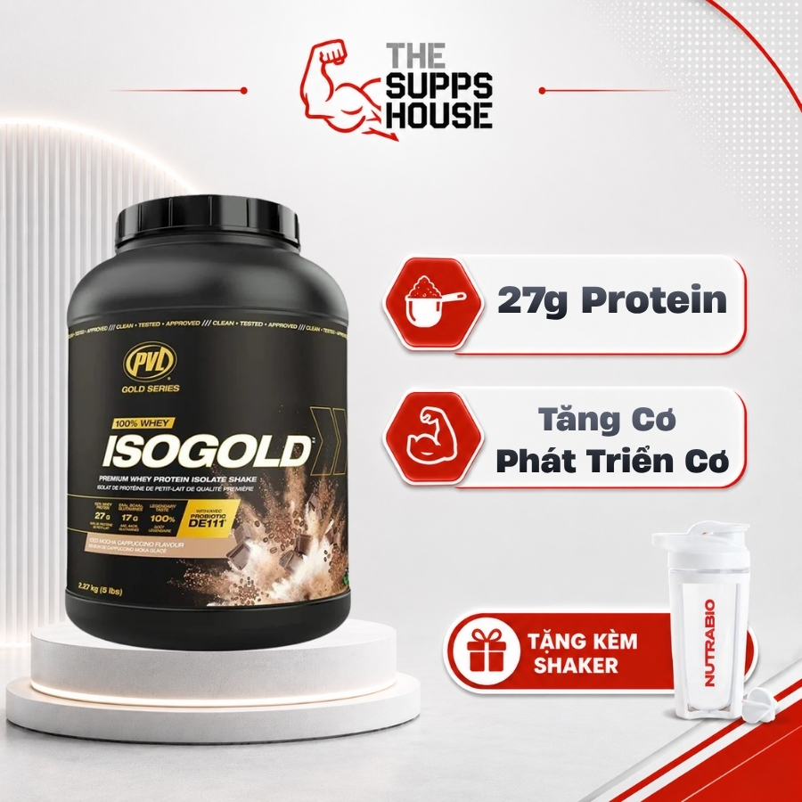 Bột tăng cơ Whey Protein PVL ISO Gold - Premium Whey Protein With Probiotic hỗ trợ tiêu hóa