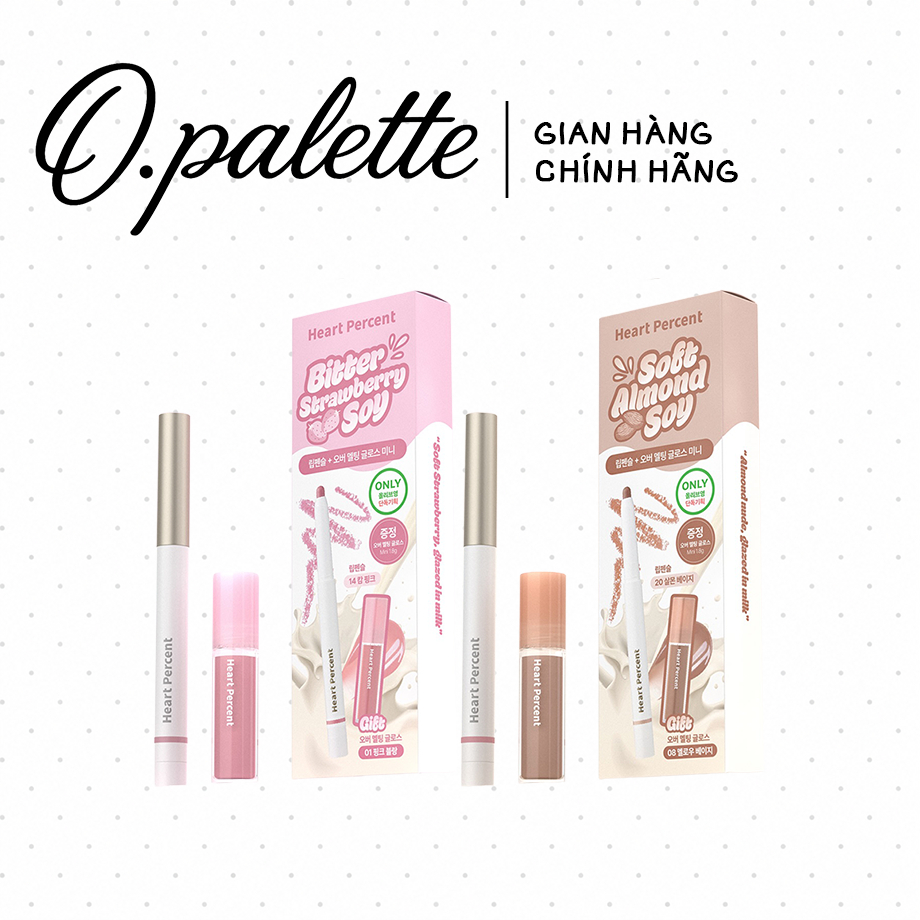 Chì Kẻ Môi Heart Percent Dote On Mood Lip Pencil Tặng Kèm Son Bóng Mini [SET 2 món]
