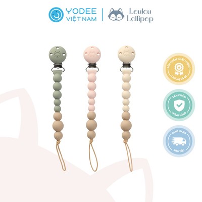 Loulou Lollipop Dây đeo núm ti silicone mềm mại, an toàn cho bé, đầu kẹp thép phù hợp với mọi loại núm ti