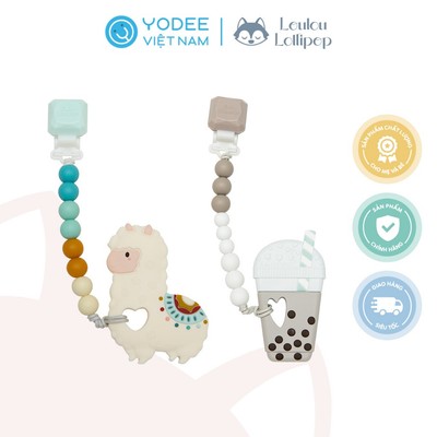 Loulou Lollipop Gặm nướu silicone cao cấp giúp giảm đau và ngứa nướu cho bé, kèm dây đeo tiện lợi, có thể tháo rời