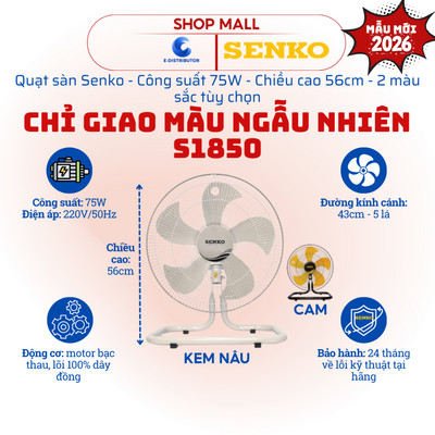 [HỎA TỐC] Quạt sàn Senko S1850 - Công suất 75W - Giao màu ngẫu nhiên - Hàng chính hãng