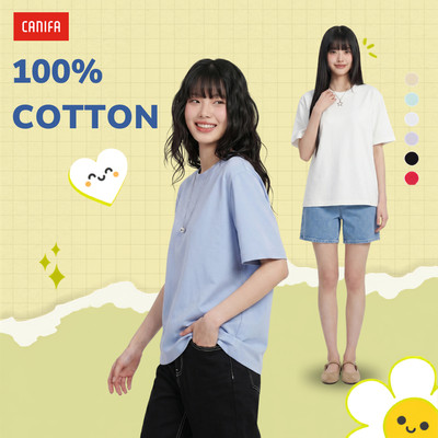 Áo phông nữ cộc tay cổ tròn form dáng suông, chất liệu thoáng mát CANIFA 6TS26S021