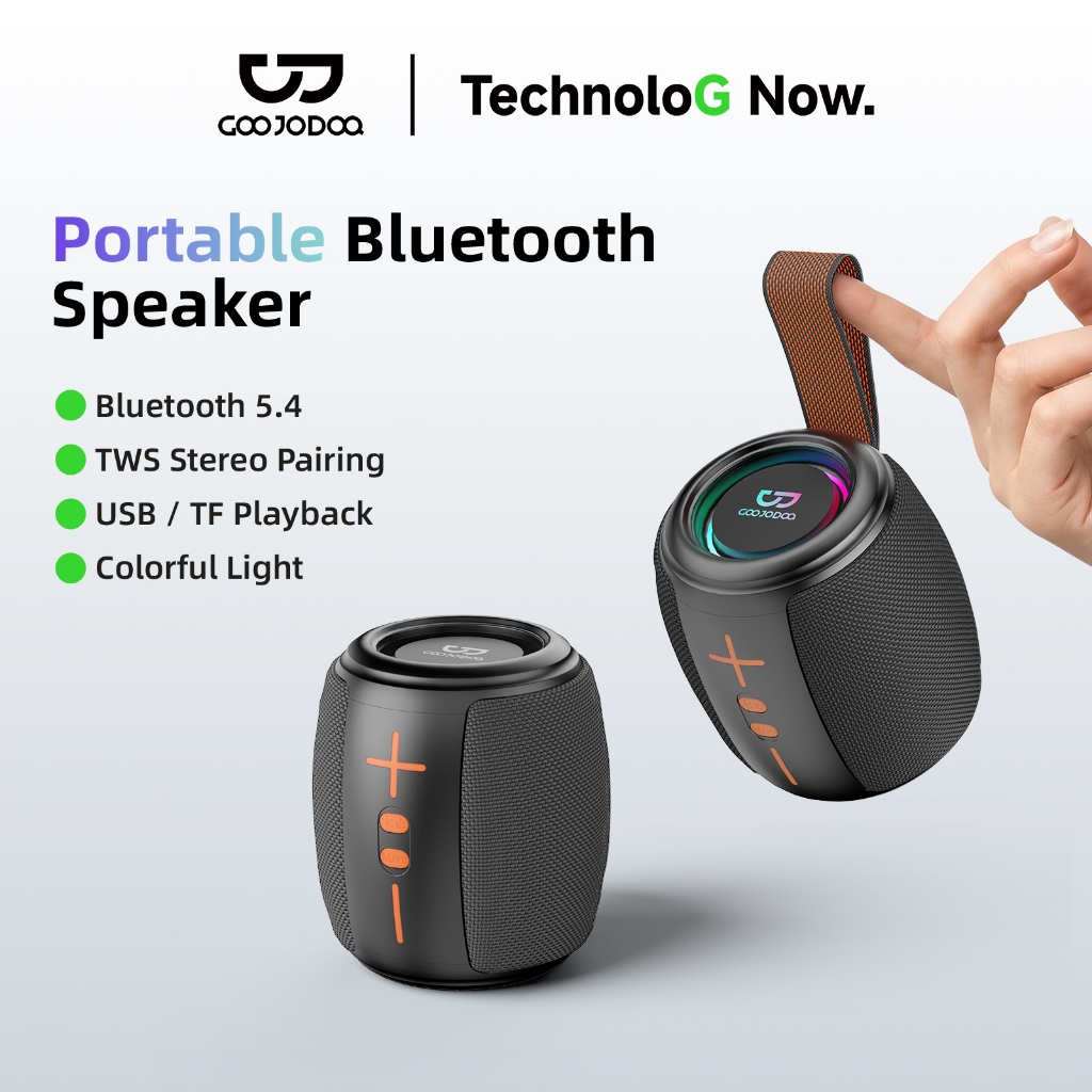 Loa Bluetooth GOOJODOQ, Âm Bass Khoẻ, Kết Nối Bluetooth 5.4, Ghép Đôi TWS, Hỗ Trợ USB/TF/FM,Dây Đeo