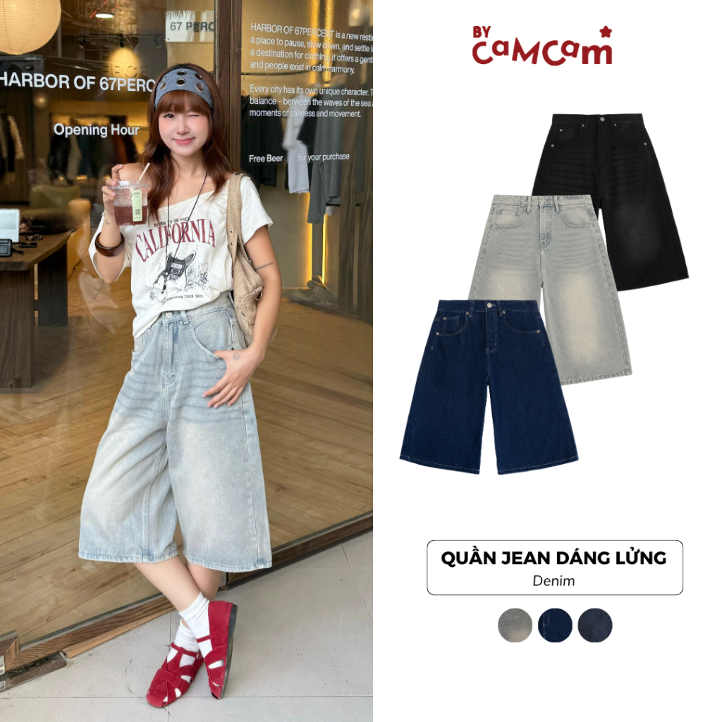 Quần Jean Dáng Lửng Dài Demi Jean Short 𝑩𝒚𝒄𝒂𝒎𝒄𝒂𝒎 Năng Động Denim Wash [Our Beloved Summer Collection] QEL034 | BigBuy360 - bigbuy360.vn
