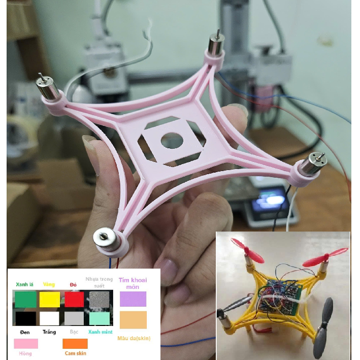 Khung Mini Drone Basic phù hợp chế drone mini , máy bay điều khiển 4 cánh đơn giản , nhiều màu sắc