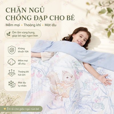 Chăn Ngủ Cho Bé Chống Đạp Chống Đá, Chăn KidsWorld Giữ Ấm 10-20°C Vải Cotton Mềm Mại