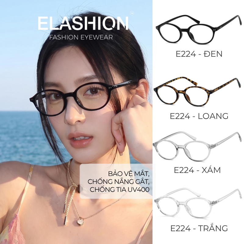 Gọng loang ELASHION, Kính mắt thời trang Nữ cực HOT 2026 dáng oval trendy, phối màu trẻ trung, cá tí