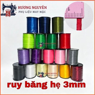 [🔥HOT DEAL ]( 3mm / 500m ) 1 cuộn Ruy Băng ( lá hẹ )Nhiều Màu Grosgrain , Để Trang Trí Tiệc cưới