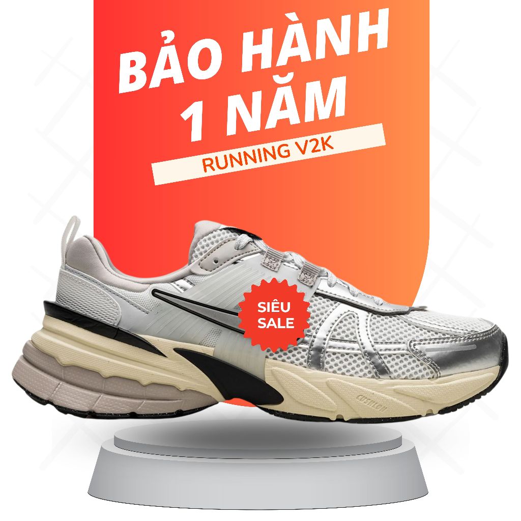 [Premium] Giày V2K Run Summit White Metallic Silver FD0736-100, Chạy Bộ Pickleball Bảo Vệ Cổ Chân