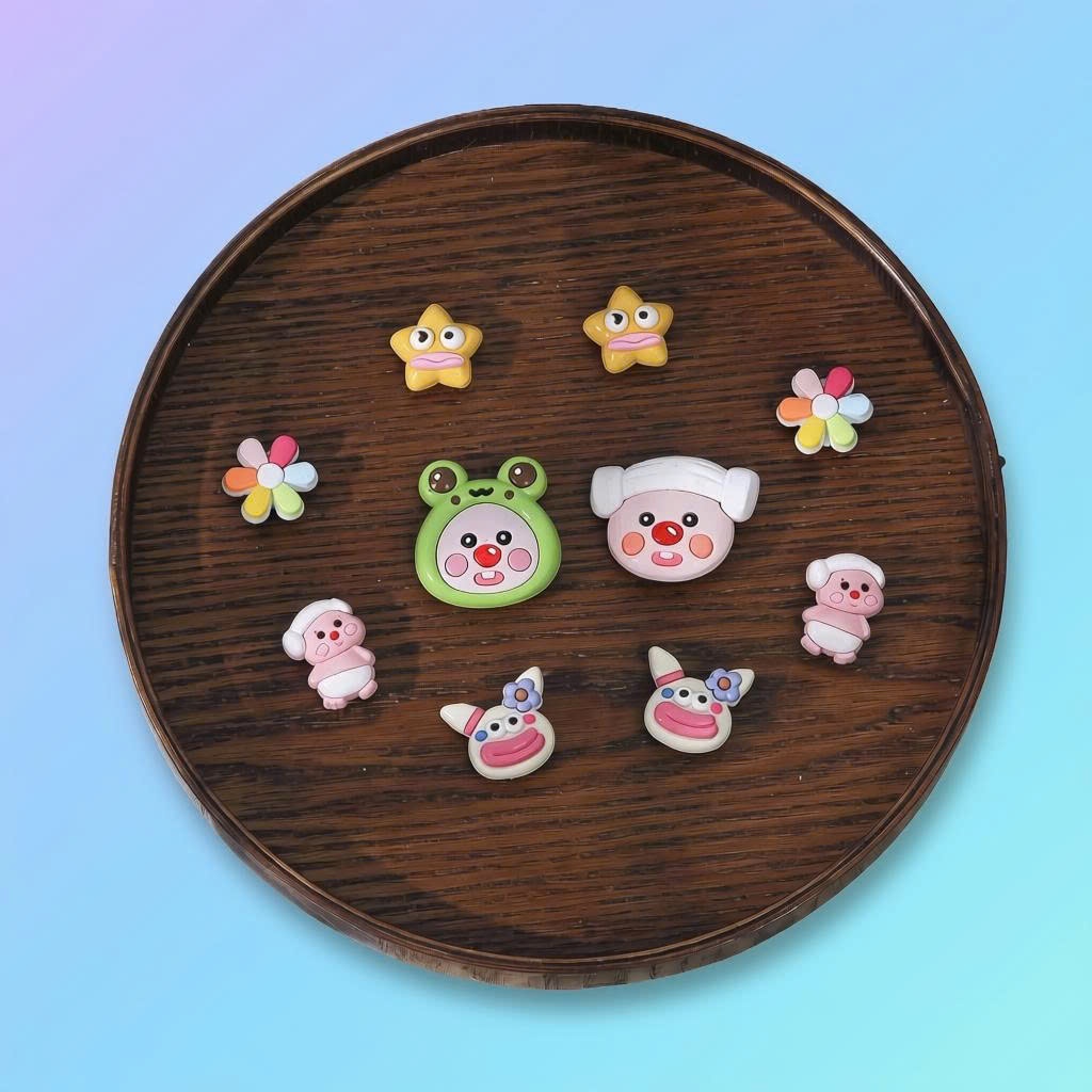Charm phụ kiện trang trí gắn dép sục gồm 10 Sticker Loppy hồng 3D đáng yêu ngộ nghĩnh