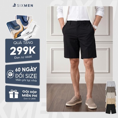 Quần Short Kaki Tây Nam SIXMEN [Tặng Hộp Quà] Lưng Chun Thoải Mái, Vải Kaki Tây Cao Cấp, Chuẩn Form