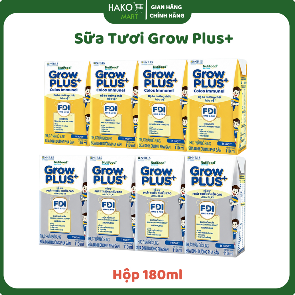 Sữa Tươi Pha Sẵn Grow Plus+ Nutifood Hộp 110ml